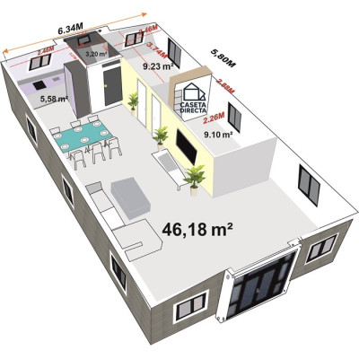 Casa Plegable Expandible de 75 m² Titanio