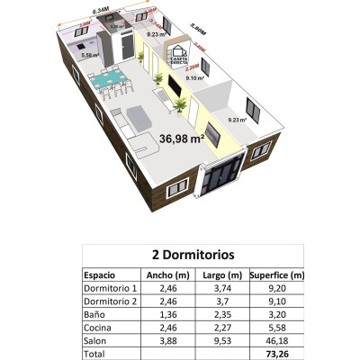 Casa Plegable Expandible de 75 m² Nogal