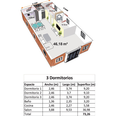 Casa Plegable Expandible de 75 m² Sándalo