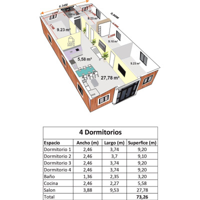 Casa Plegable Expandible de 75 m² Sándalo