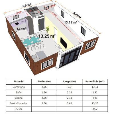 Casa Plegable 37 m² Bruma