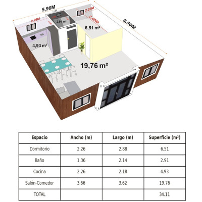 Casa Plegable 37 m² Cobalto
