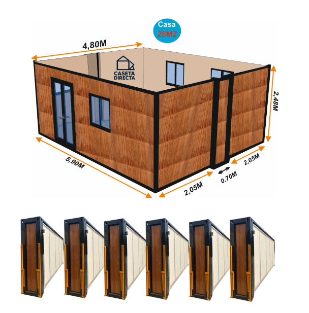 Plano y cotas Vivienda Expandible 28 m²