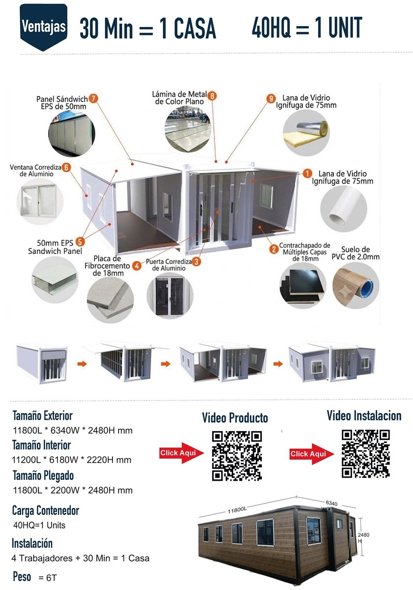 Plano y medidas Casa Expandible 75 m²